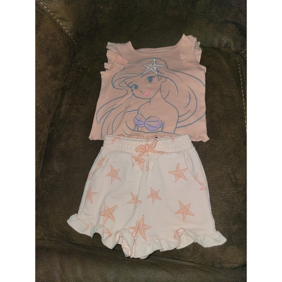 Disney Other - Disney the little mermaid outfit top shorts size 2t